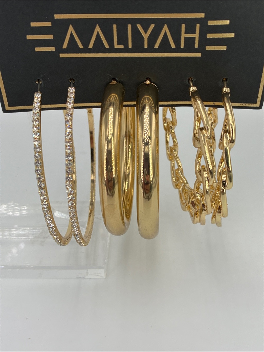 Aaliyah Gold Hoop Earring Set - Three Pair 90s Style